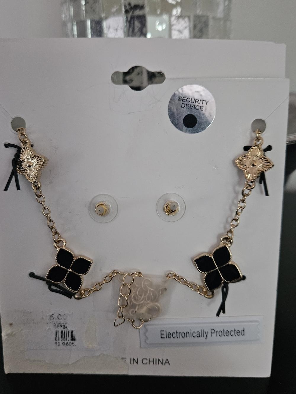 Nicole Miller Gold and Black Flower Necklace & Earring Set, NWT - Picture 6 of 6